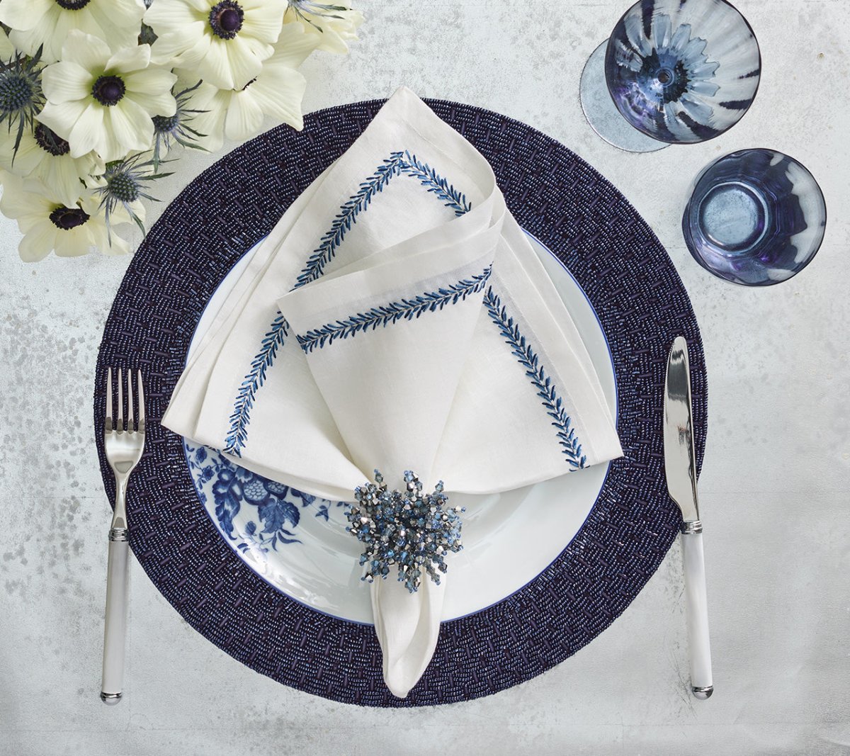 Palisade Placemat in Navy by Kim Seybert