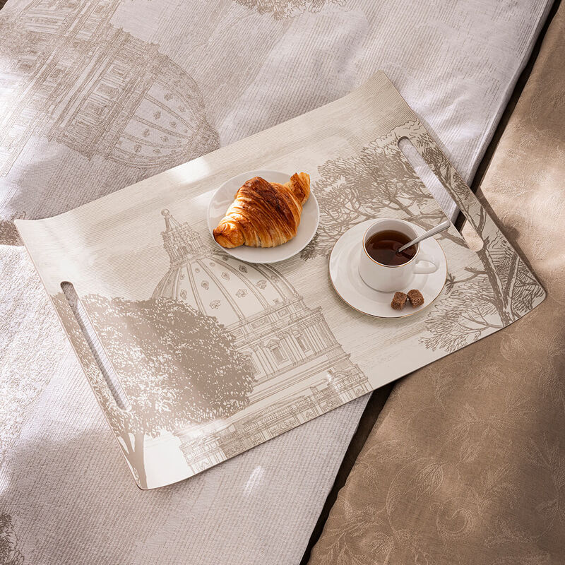 Symphonie Beige Wood Tray by Le Jacquard Francais