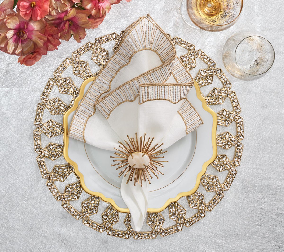Tiara Charger in Gold & Crystal by Kim Seybert