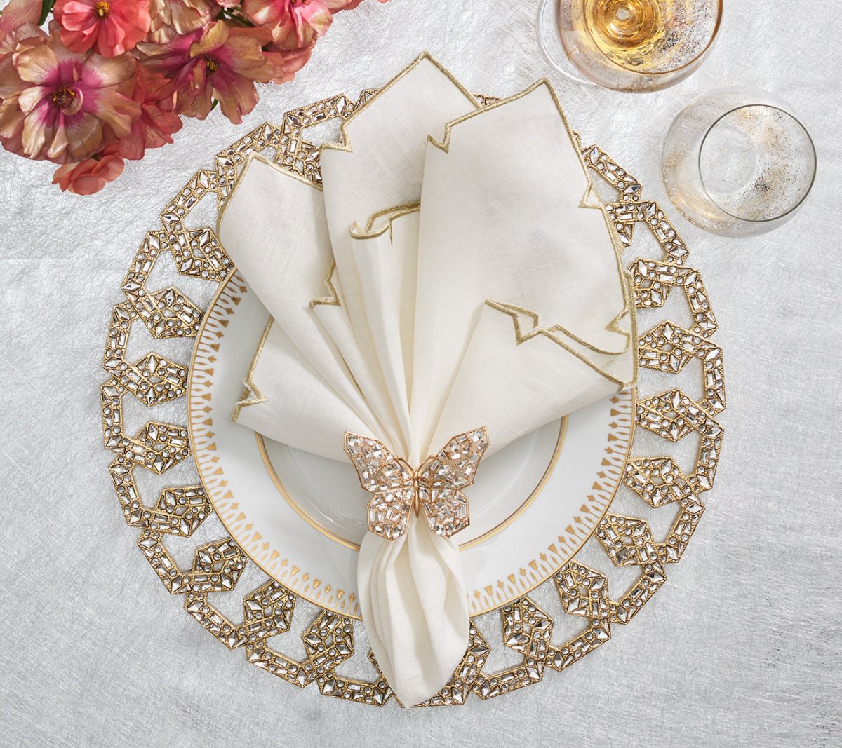 Tiara Charger in Gold & Crystal by Kim Seybert