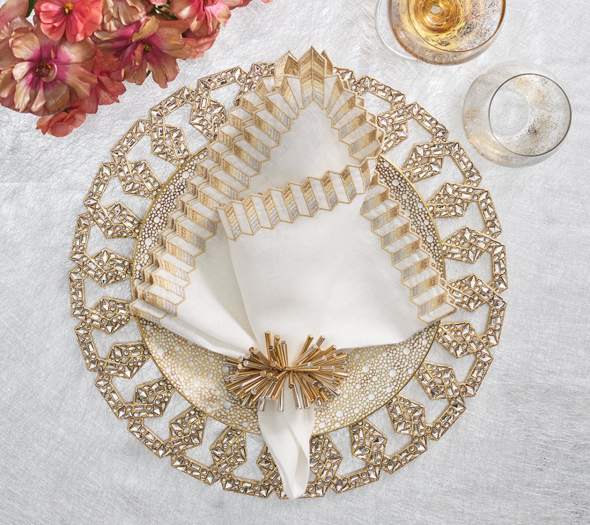 Tiara Charger in Gold & Crystal by Kim Seybert