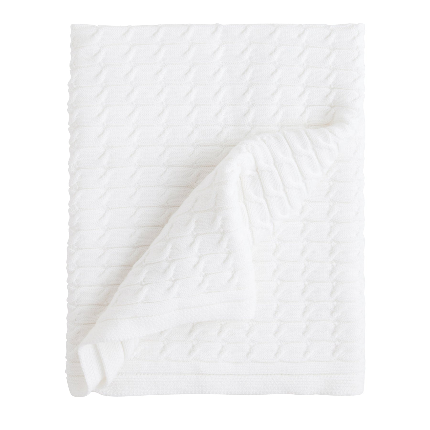 Cable Knit Blanket White by Little English