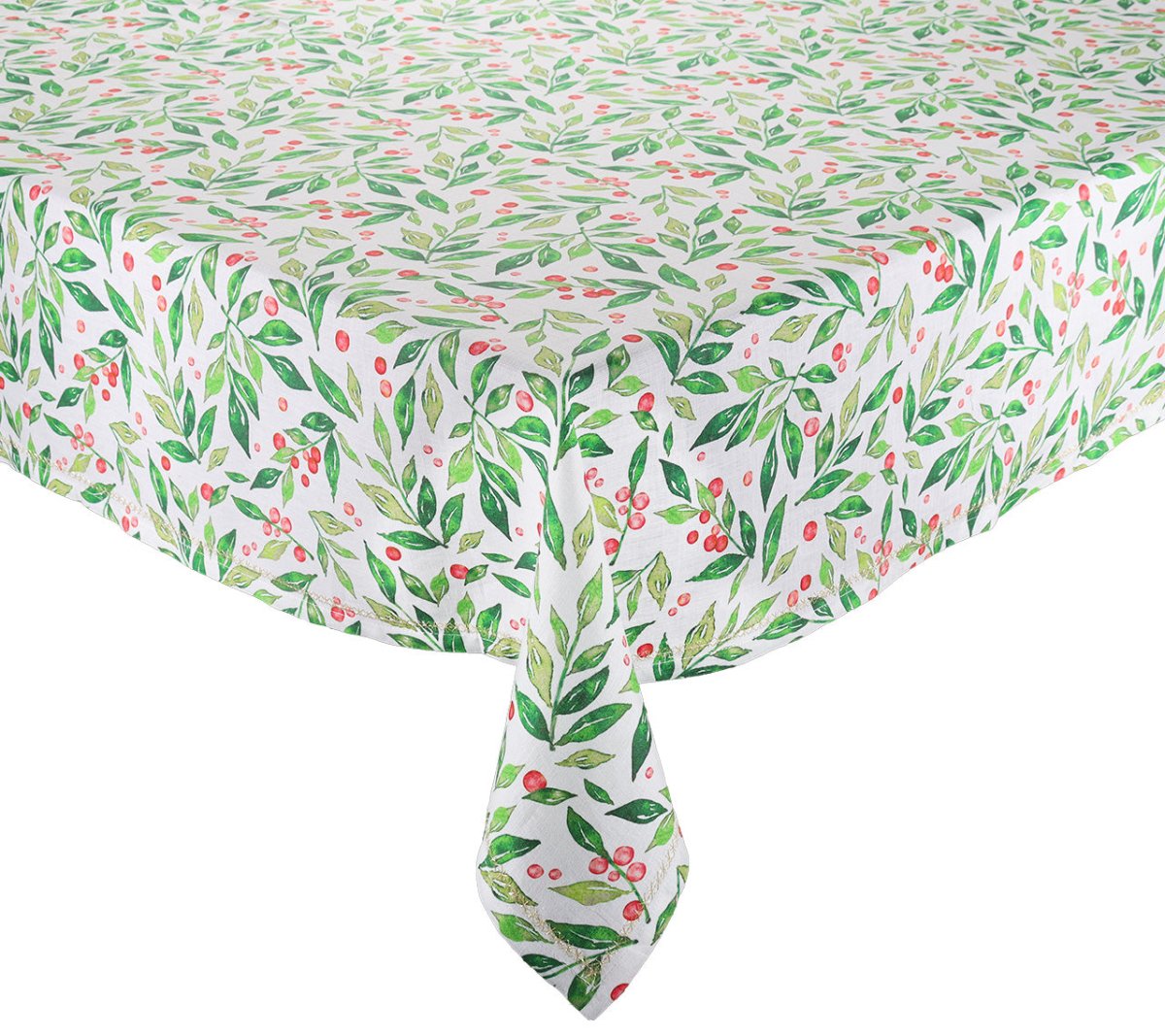 Winter Foliage Tablecloth in White, Red & Green by Kim Seybert