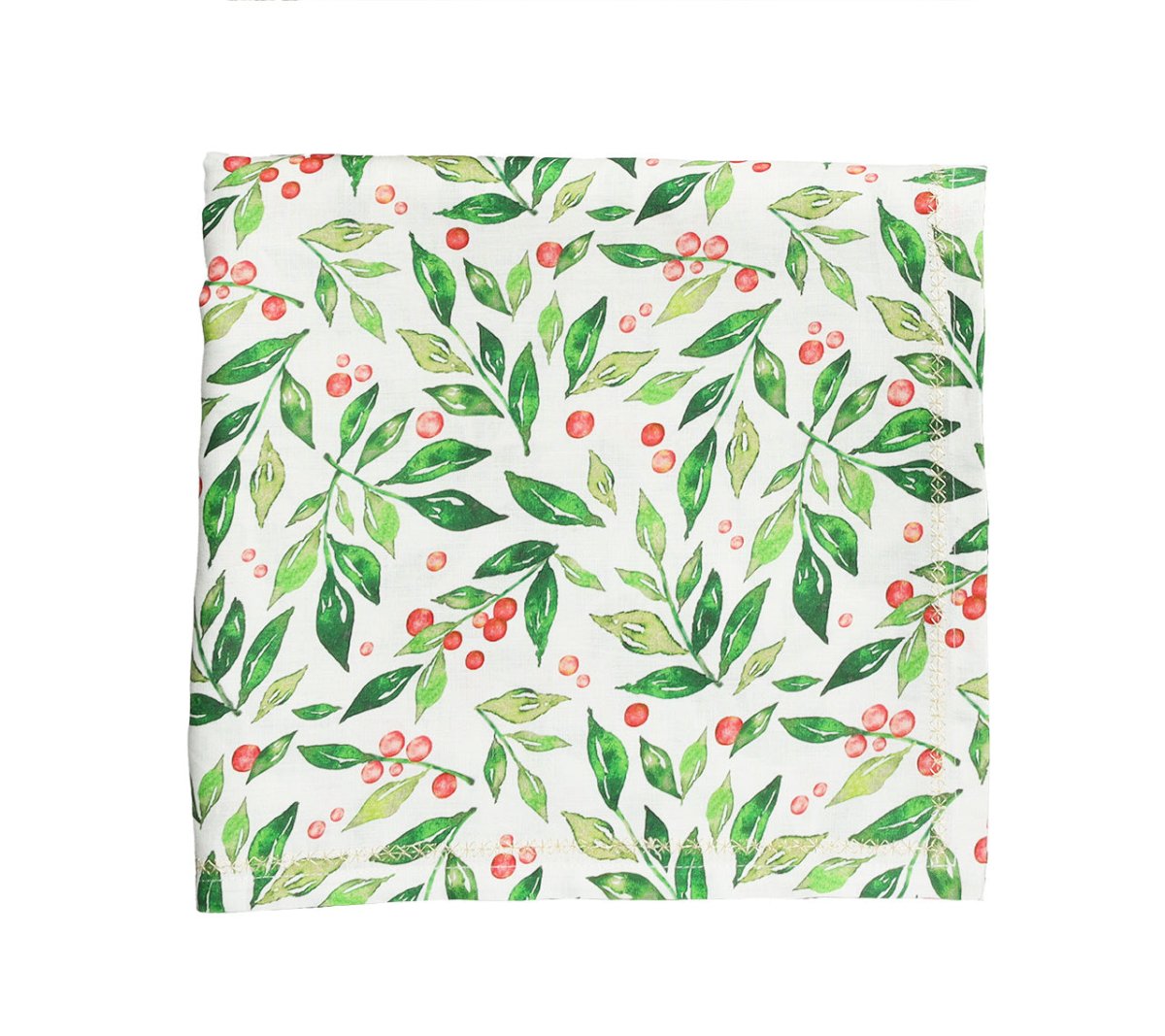 Winter Foliage Tablecloth in White, Red & Green by Kim Seybert