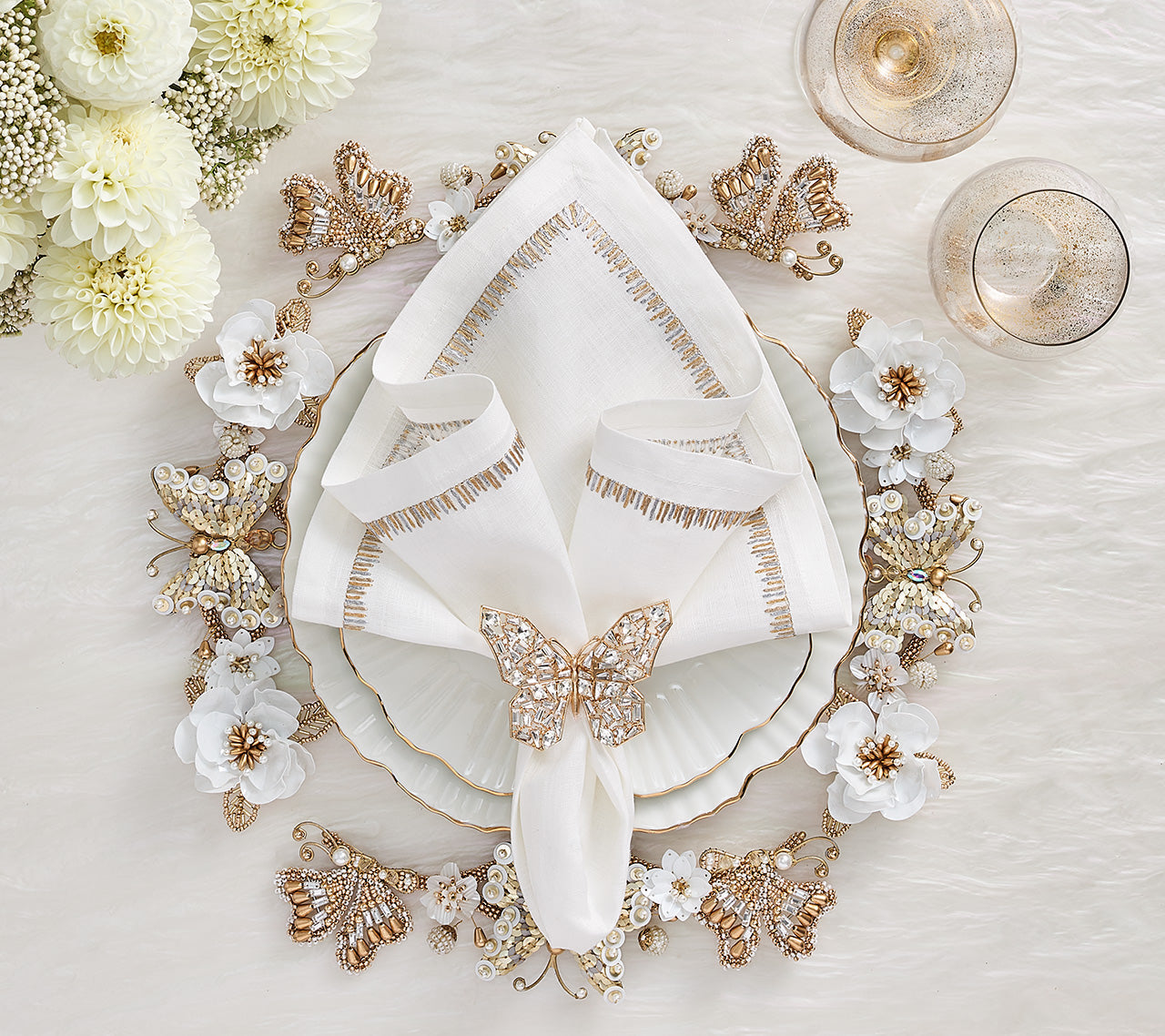 Papillon Napkin Ring in Gold & Crystal by Kim Seybert