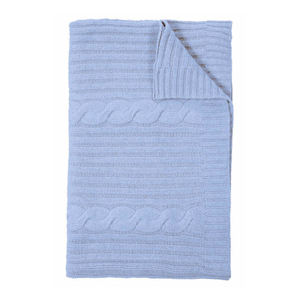 Roma Cashmere Throw In Celeste Blue