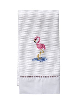 Flamingo Waffle Weave Guest Towel by Jacaranda Living