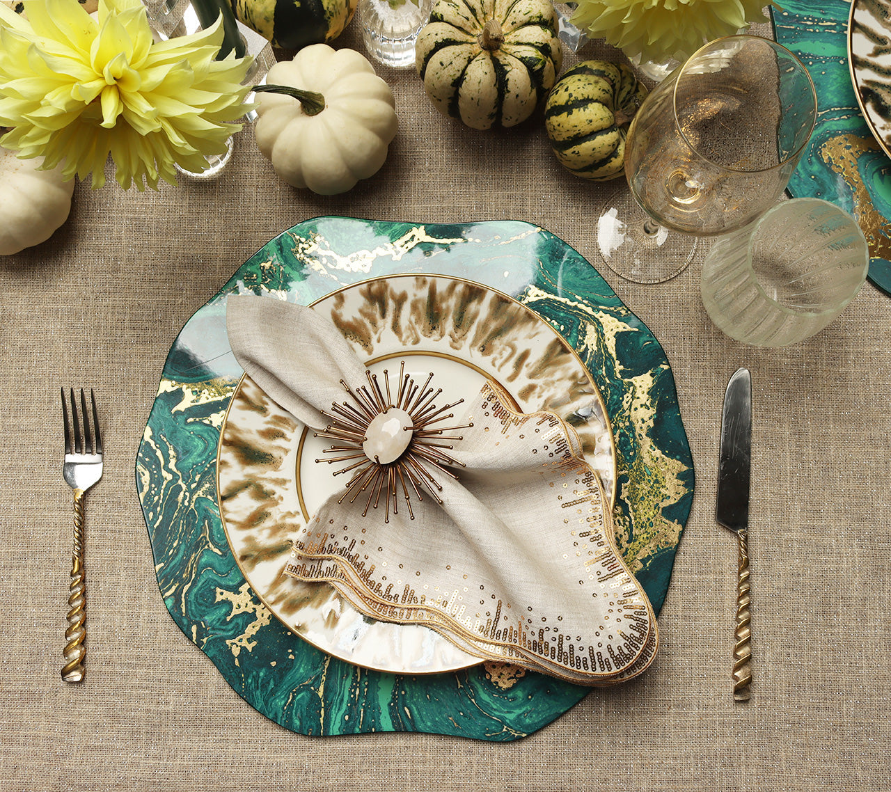 Fringe Tablecloth in Natural & Silver by Kim Seybert