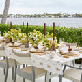 Embroidered Palm Tablecloth in White, Natural & Gold by Kim Seybert