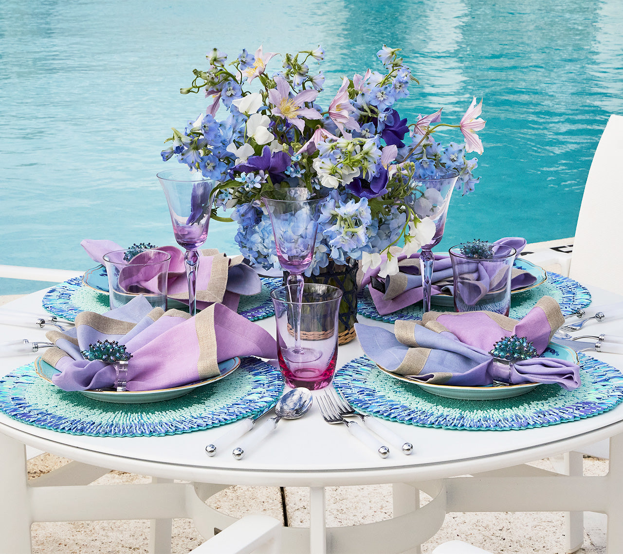 Ray Placemat in Periwinkle & Seafoam by Kim Seybert