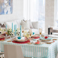 Linea Tablecloth in White & Seafoam by Kim Seybert