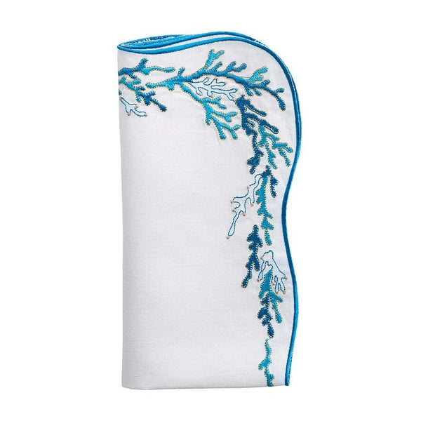 Reef Napkins in White, Turquoise & Gold