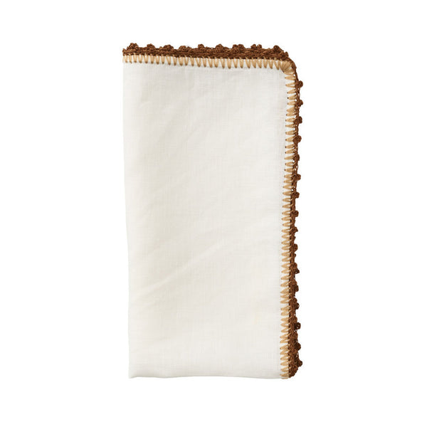 Knotted Edge Napkin in White, Natural & Brown