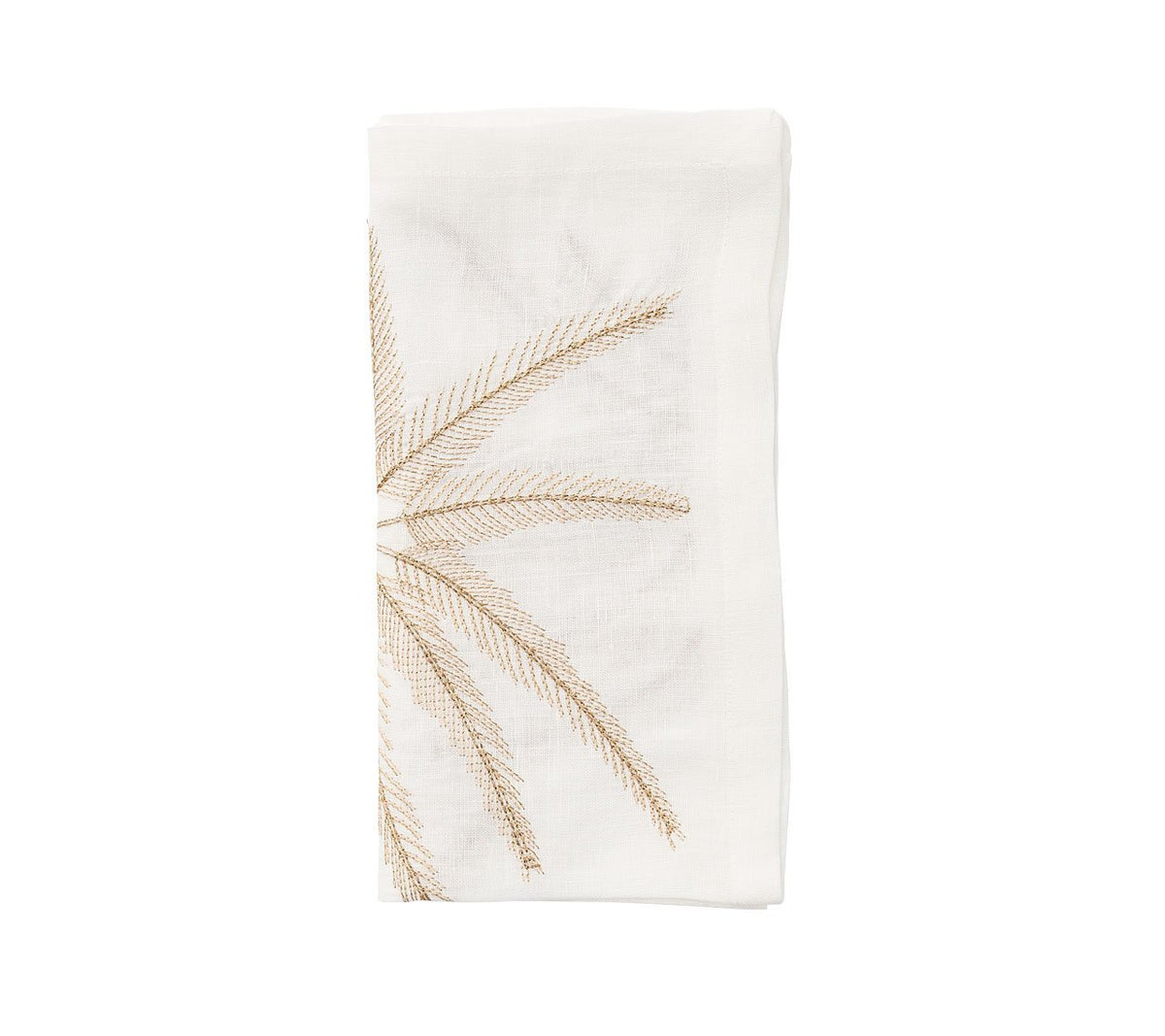 Palm Coast Napkin in White & Natural & Gold by Kim Seybert