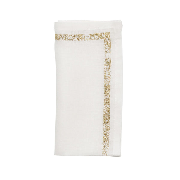 Impression Napkin in White & Gold