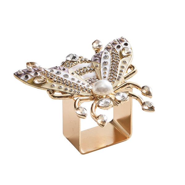 Glam Fly  Napkin Rings in Ivory, Gold, & Silver