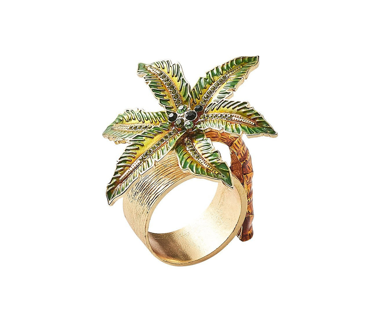 Palm Coast Napkin Ring in Green & Gold by Kim Seybert