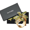 Palm Coast Napkin Ring in Green & Gold, Set of 4 in a Gift Box by Kim Seybert