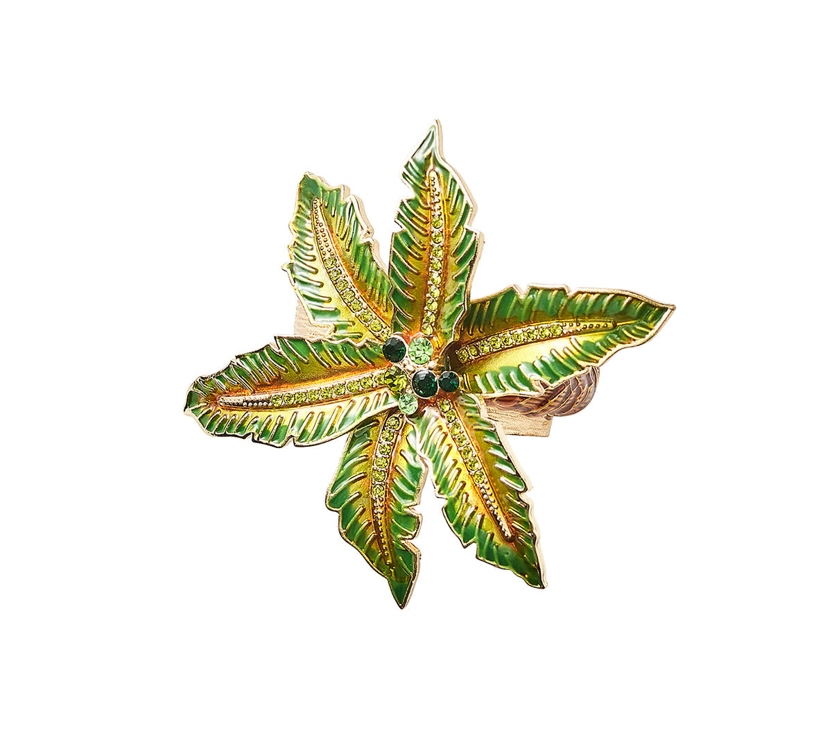 Palm Coast Napkin Ring in Green & Gold by Kim Seybert