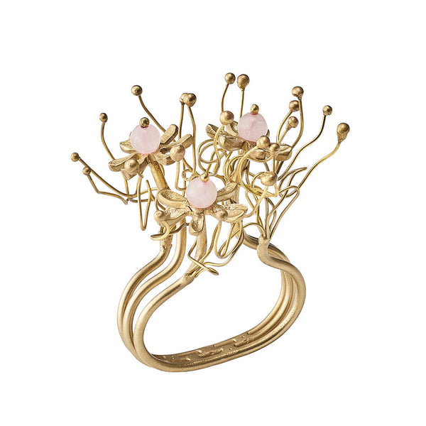 Flora Napkin Ring in Blush & Gold, Set of 4