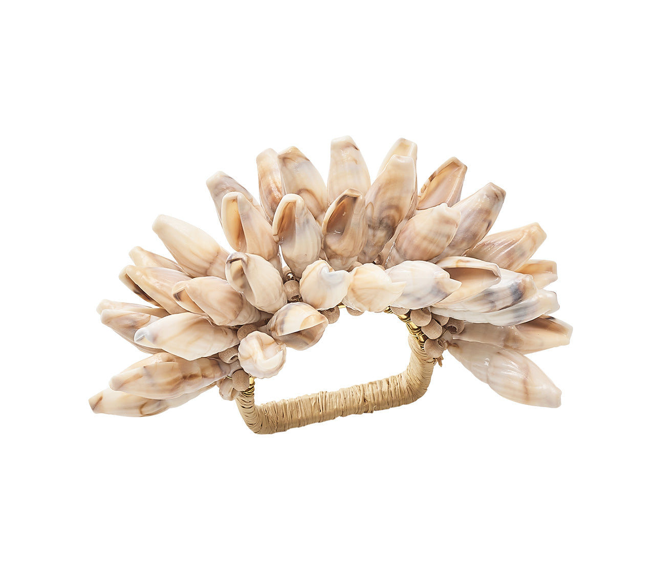 Shell Fringe Napkin Ring in Ivory & Brown by Kim Seybert