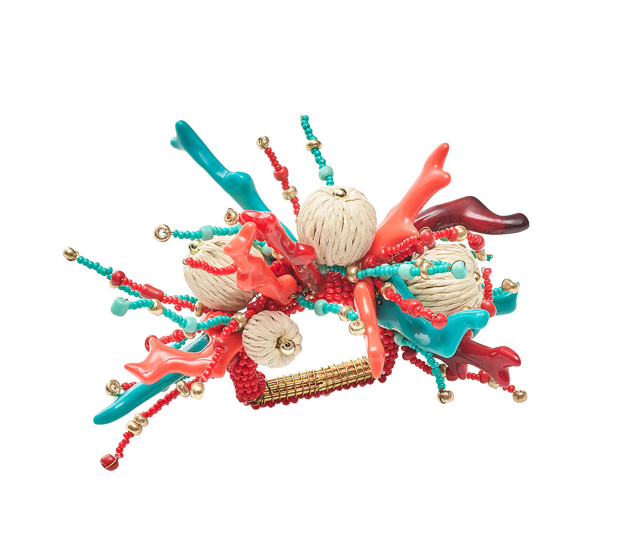 Coral Spray Napkin Ring in Coral & Turquoise by Kim Seybert