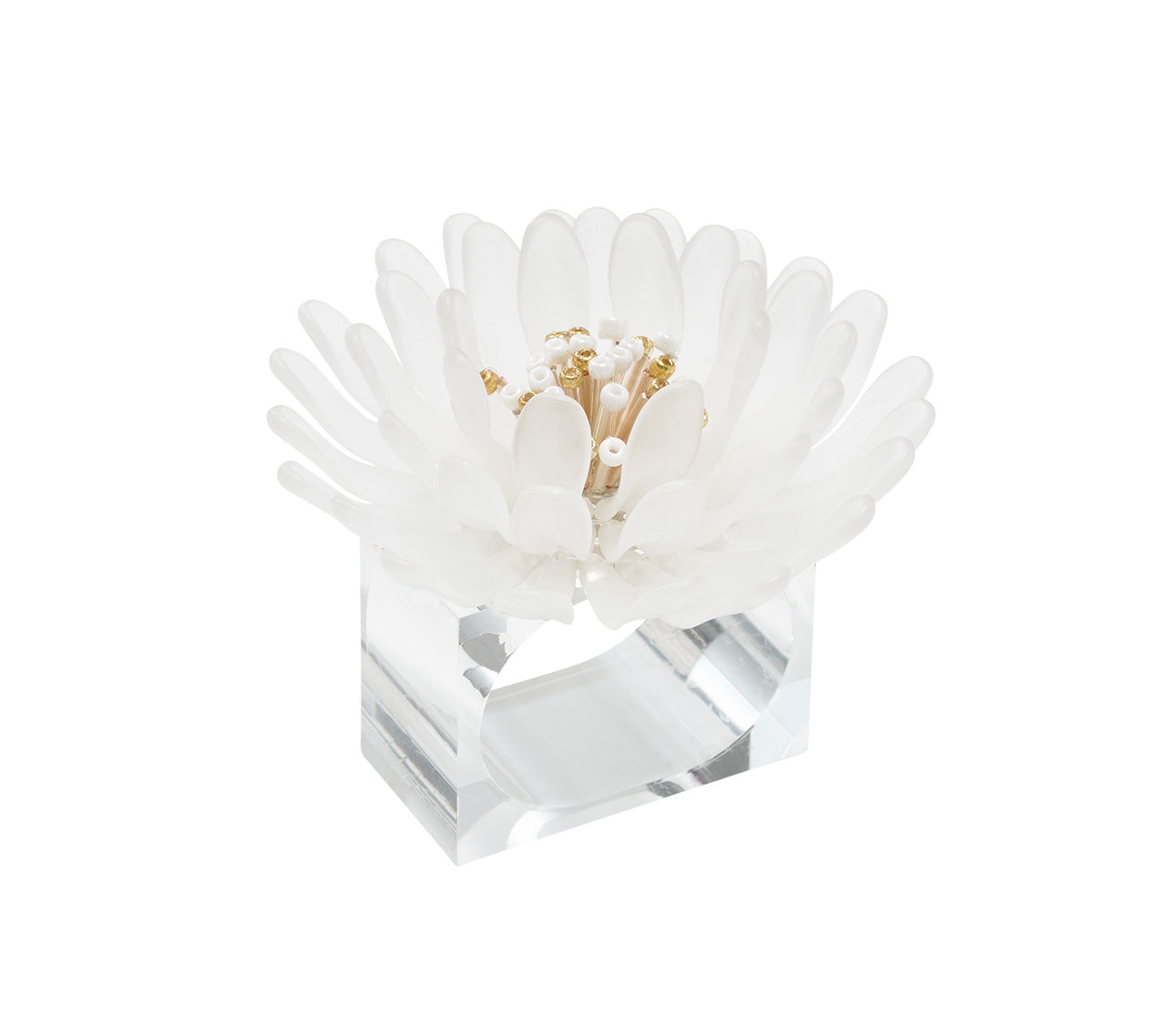 Cosmos Napkin Ring in White & Gold by Kim Seybert