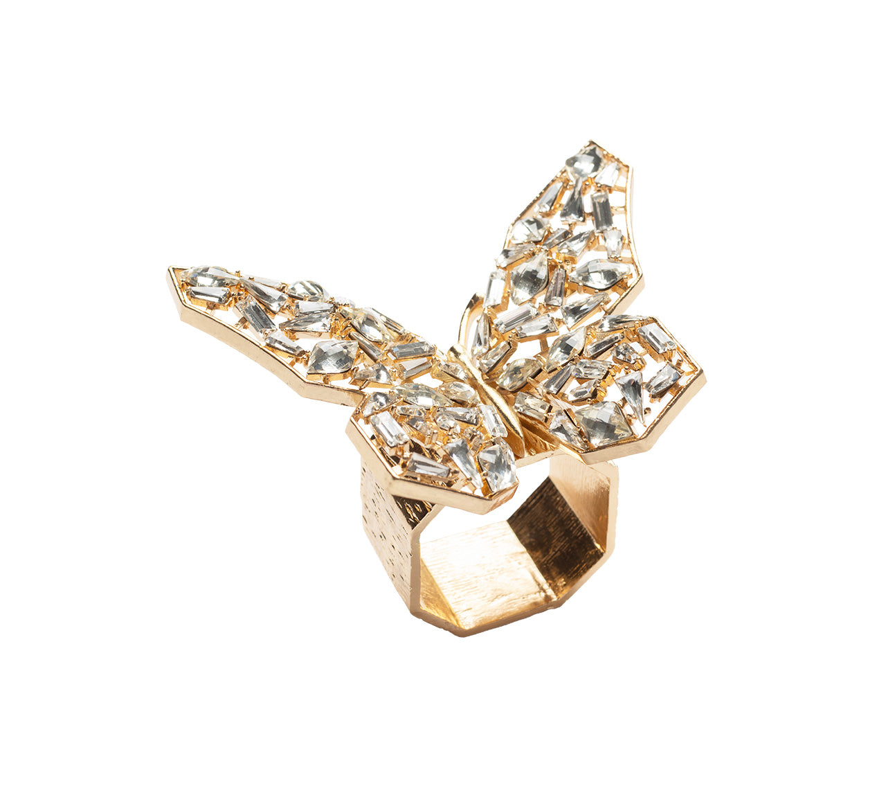 Papillon Napkin Ring in Gold & Crystal by Kim Seybert