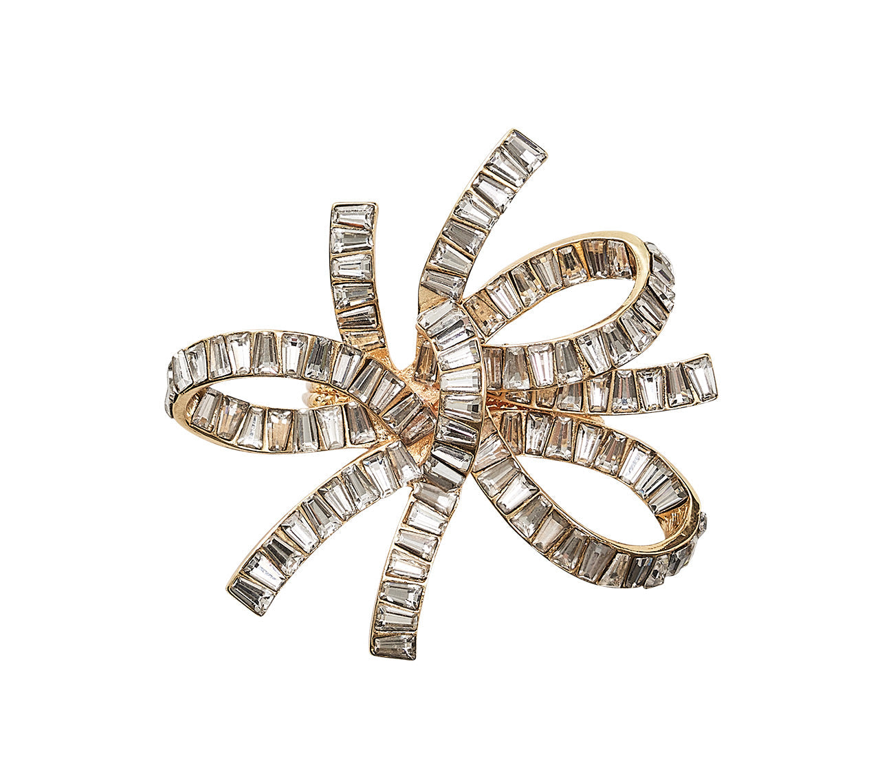 Jeweled Bow Napkin Ring in Gold & Crystal by Kim Seybert