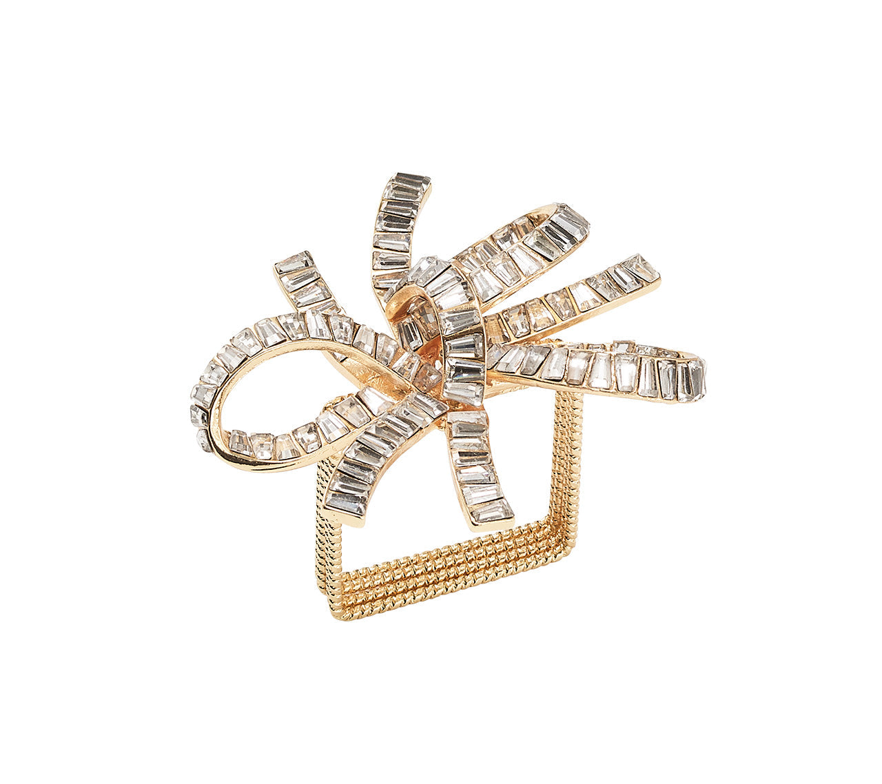 Jeweled Bow Napkin Ring in Gold & Crystal by Kim Seybert