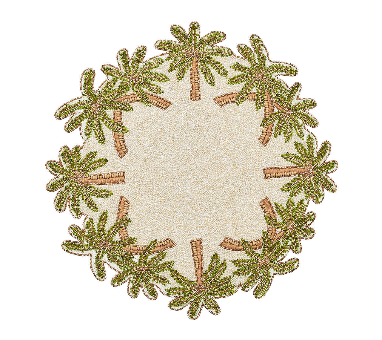 Oasis Placemat in Ivory, Green & Gold by Kim Seybert