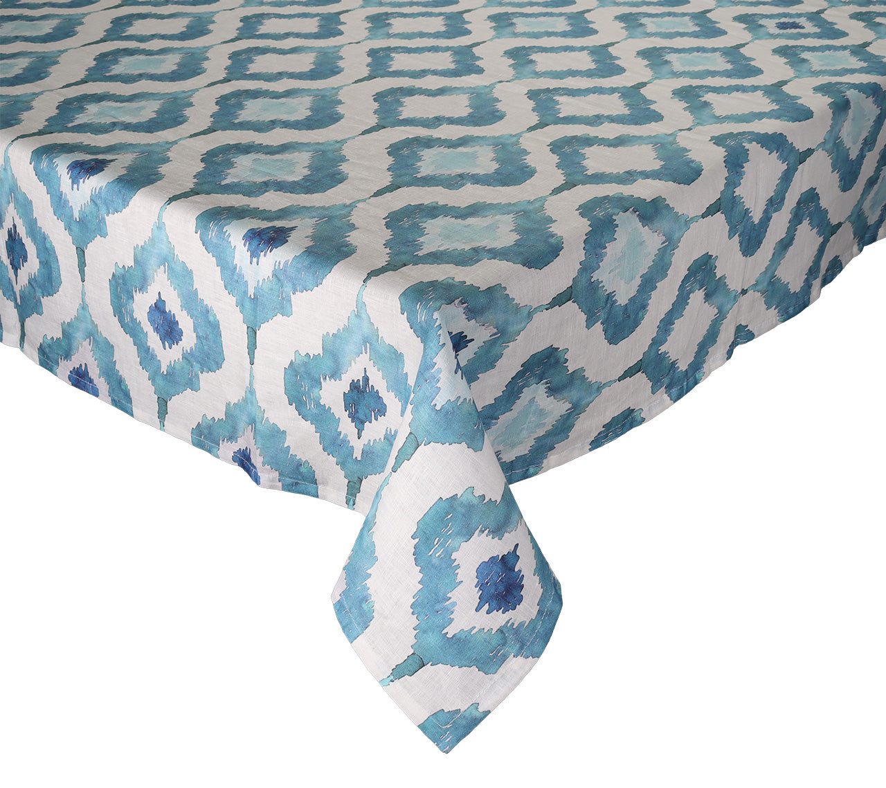 Watercolor Ikat Tablecloth in Blue by Kim Seybert