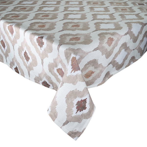 Watercolor Ikat Tablecloth in Taupe