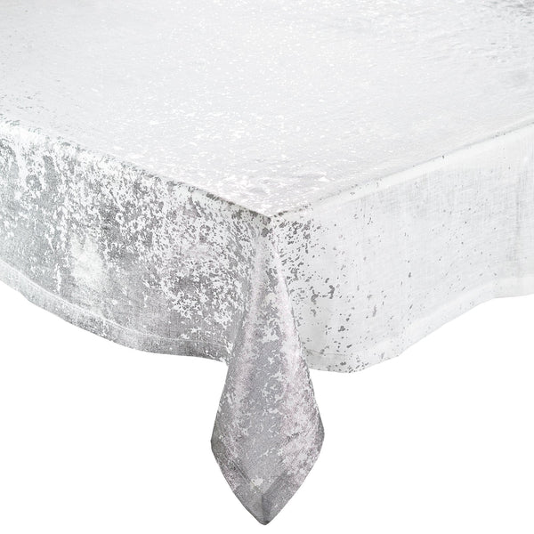 Metafoil Tablecloth in White & Silver