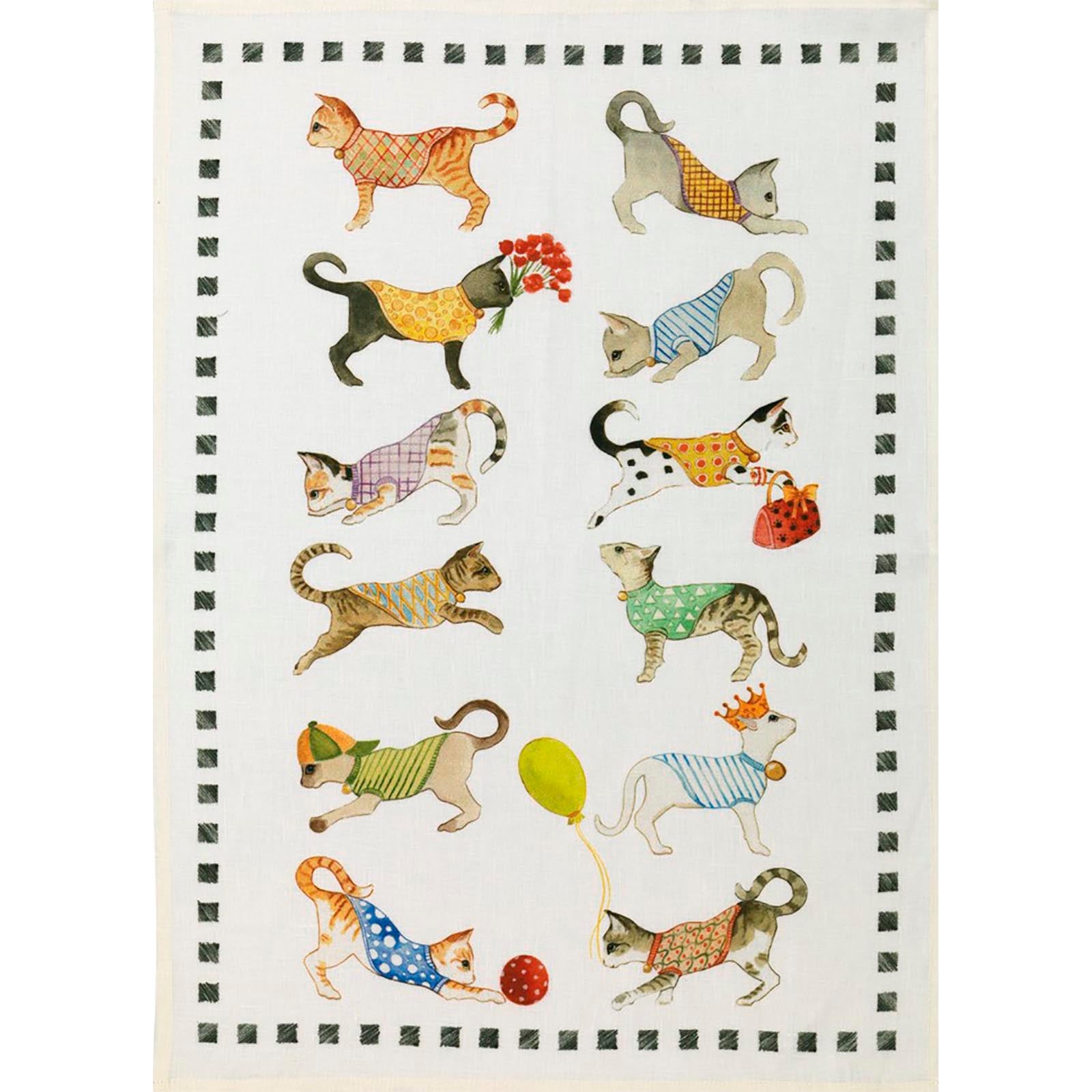 Best Friends Cats Tea Towel by Tessitura Toscana Telerie