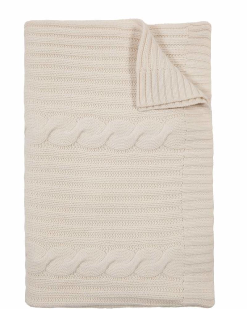 Roma Cashmere Throw In Ivory by Rani Arabella