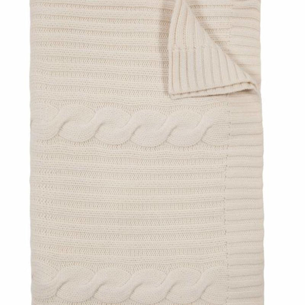 Roma Cashmere Throw In Ivory