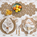 Embroidered Palm Tablecloth in White, Natural & Gold by Kim Seybert