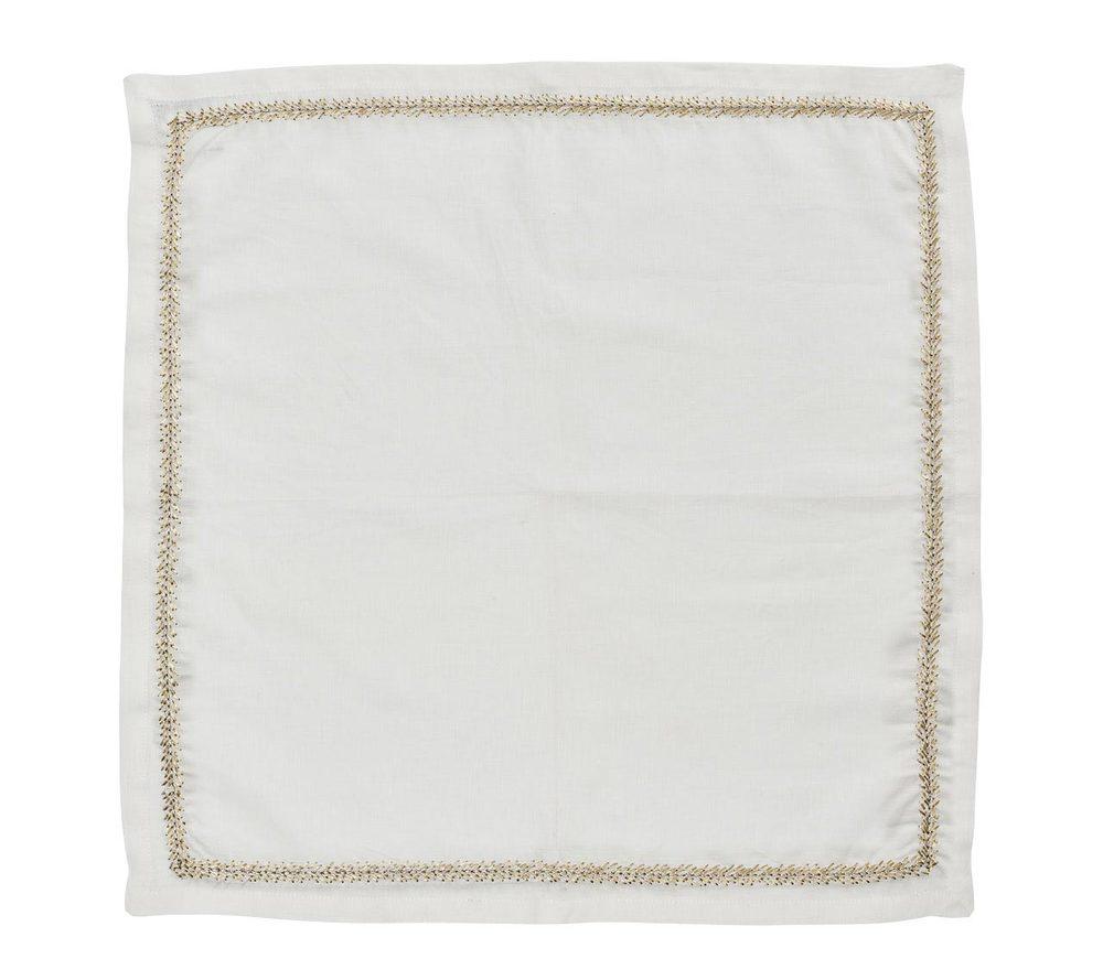 Jardin Napkins in White Gold Silver by Kim Seybert