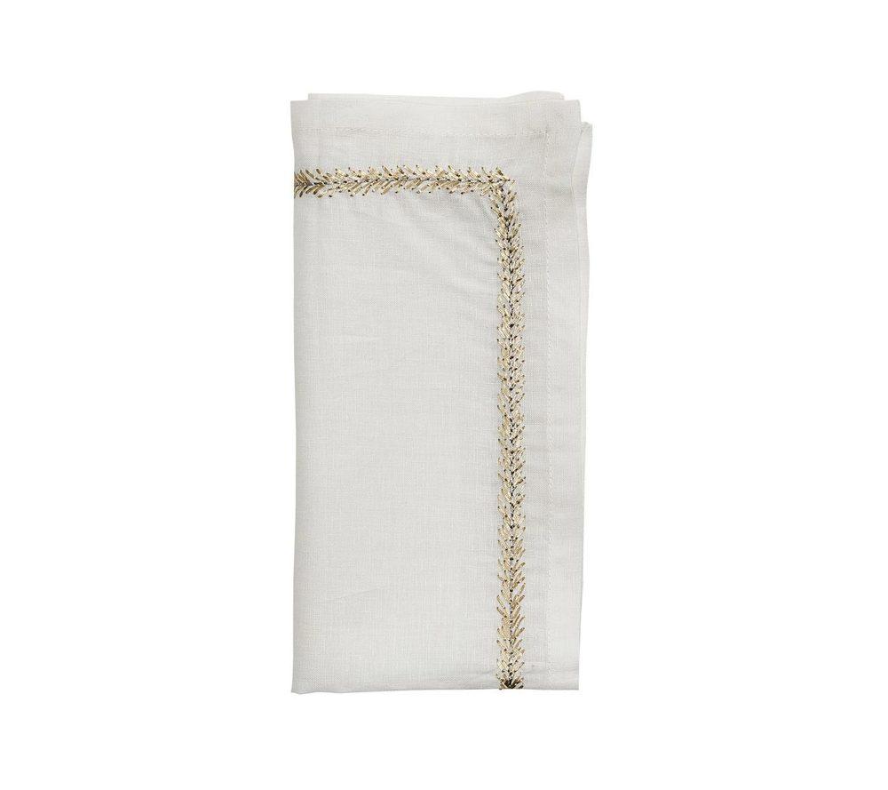 Jardin Napkins in White Gold Silver by Kim Seybert