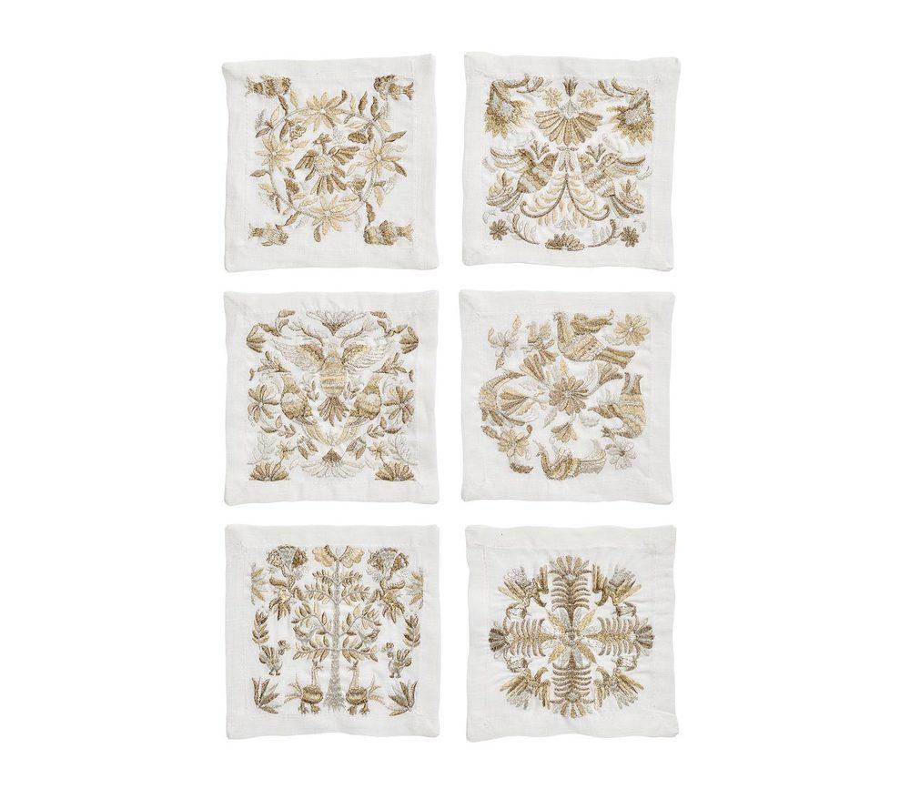 Otomi Cocktail Napkins in Gold & Silver by Kim Seybert