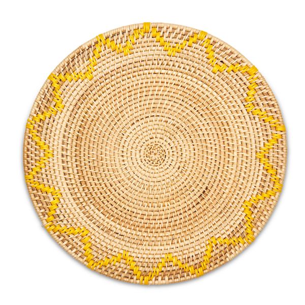 Zigzag Rattan Placemat In Yellow