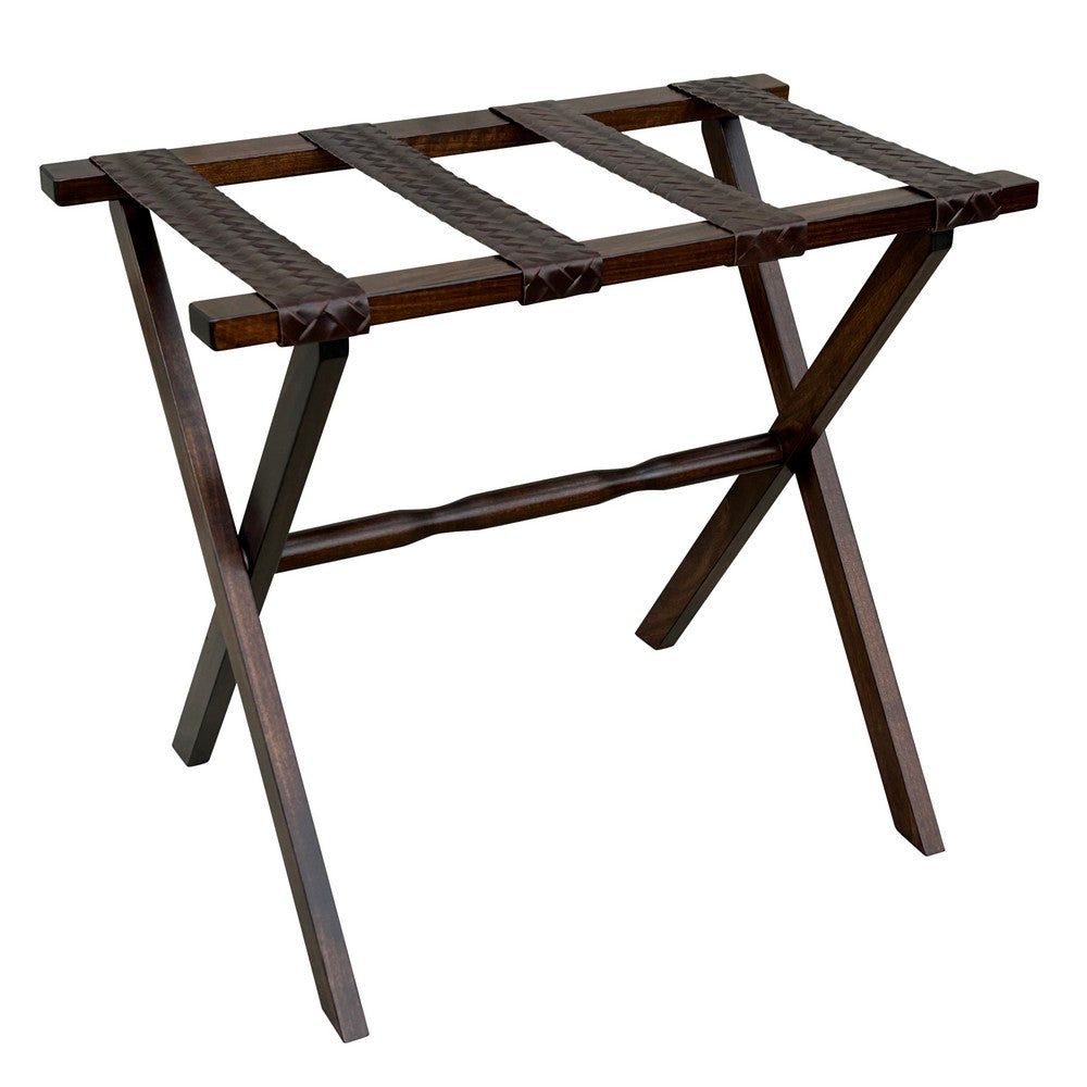 Dark Walnut Finish Wood Straight Leg Luggage Rack by Gatehouse Furniture