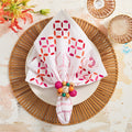 Malta Napkin in White, Pink & Orange