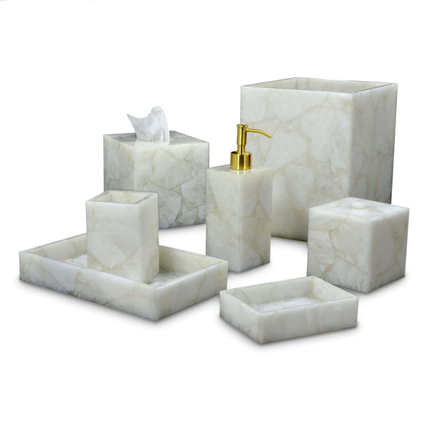 Milky White Gemstone Premium Vanity Set