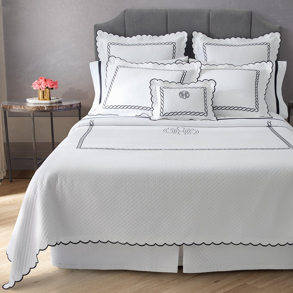 Matouk & Classic Chain Scallop Matelassé Coverlet by Matouk & Pioneer