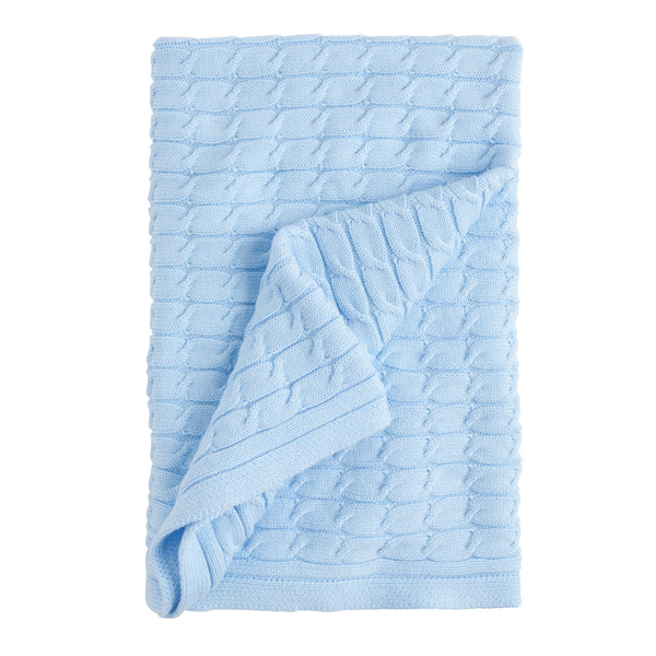 Cable Knit Blanket Light Blue