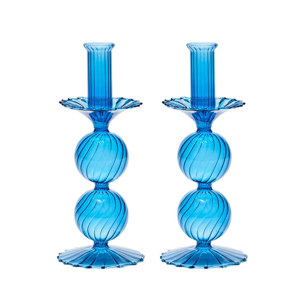 Bella Short Candle Holder in Blue