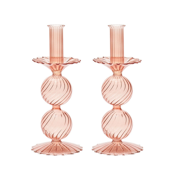 Bella Short Candle Holders in Blush