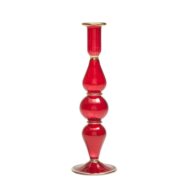Ripple Candle Holder in Red